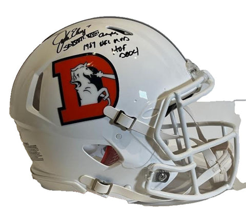 John Elway Autographed/3X Inscribed Pro Snowcapped Broncos Helmet BAS COA