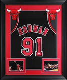 Dennis Rodman Authentic Signed Black Pro Style Framed Jersey Autographed JSA