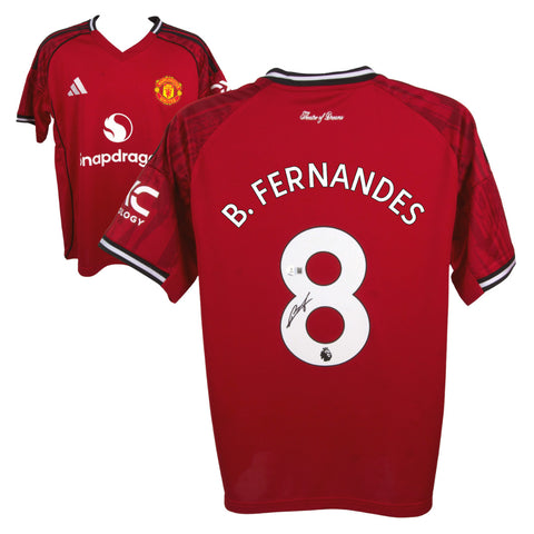 Bruno Fernandes Signed Manchester Utd Home Soccer Jersey #8 with Beckett Witness