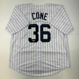 Autographed/Signed David Cone New York Pinstripe Jersey Beckett BAS COA