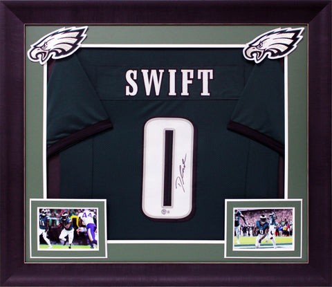 D'Andre Swift Authentic Signed Green Pro Style Framed Jersey BAS Witnessed