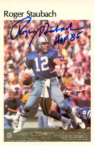 Roger Stuabach Signed Dallas Cowboys Mini Poster 47/50 HOF JSA 46179