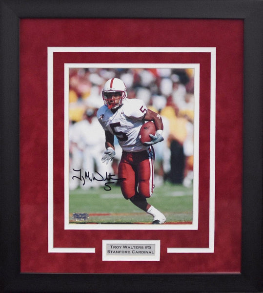 TROY WALTERS AUTOGRAPHED STANFORD CARDINAL 8x10 FRAMED PHOTO COA