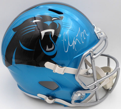 Christian McCaffrey Autographed Flash Full Size Helmet Panthers Beckett WT48685
