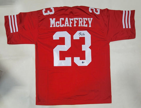 CHRISTIAN MCCAFFREY AUTOGRAPHED SIGNED PRO STYLE XL CUSTOM JERSEY w/ BECKETT QR