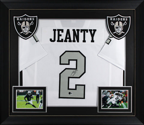 Ashton Jeanty Authentic Signed White Color Rush Pro Style Framed Jersey BAS Wit