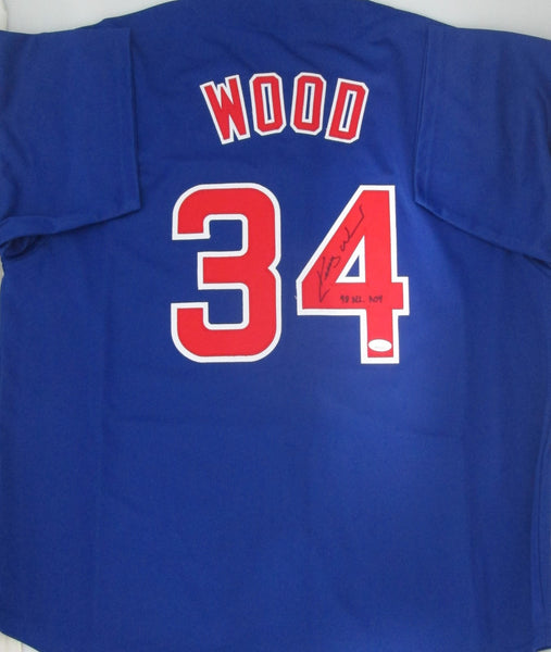 Cubs KERRY WOOD #34 Signed Custom Blue Replica Jersey AUTO w/ ROY 98 - JSA