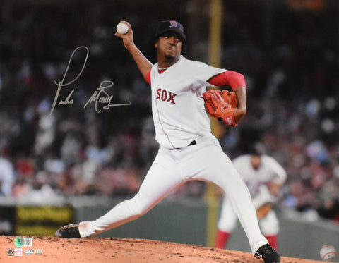 Pedro Martinez Autographed Boston Red Sox 16x20 Pitching Photo - Beckett W Holo