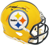 Terry Bradshaw Signed Pittsburgh Steelers Yellow Speed Mini Helmet Beckett Wit