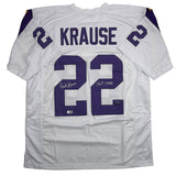 Autographed/Signed Paul Krause Minnesota White Football Jersey Beckett COA