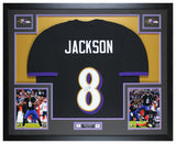 Lamar Jackson Autographed & Framed Black Ravens Jersey Auto JSA COA