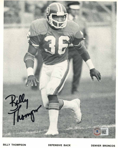 Billy Thompson Autographed/Signed Denver Broncos 8x10 Photo BAS 51122