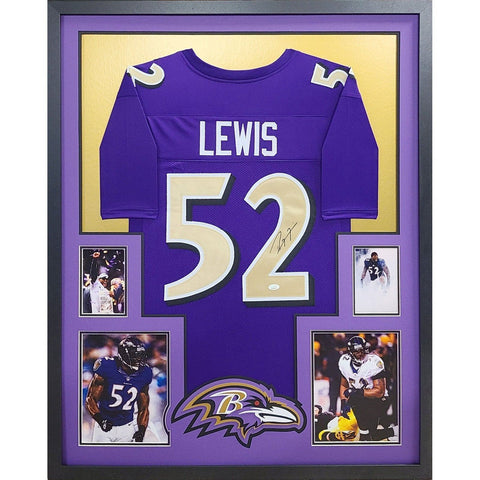 Ray Lewis Autographed Signed Framed Baltimore Ravens Jersey JSA