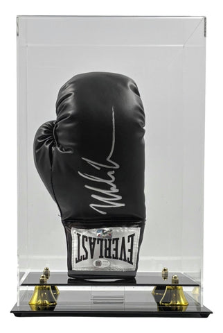 Mike Tyson Signed Black Everlast Right Hand Boxing Glove JSA QR w/ Vertical Case