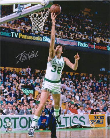 Kevin McHale Boston Celtics Signed 16x20 Lay Up In White Jersey Photograph