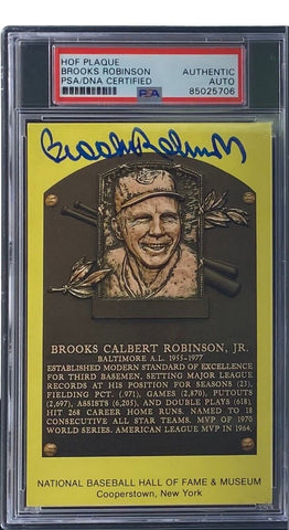 Brooks Robinson Signed 4x6 Baltimore Orioles HOF Plaque Card PSA/DNA 85025706
