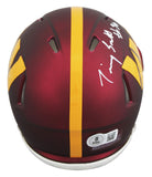 Timmy Smith "Record 204 Yards SB XXII" Signed Speed Mini Helmet W/ Case BAS Wit