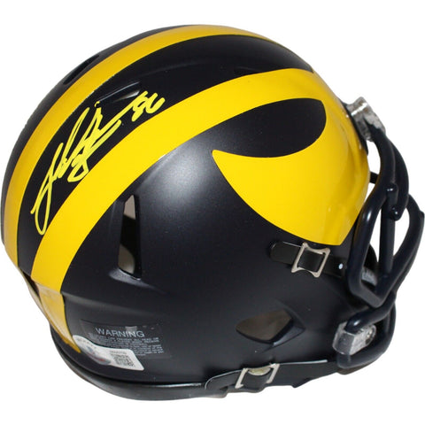 Luke Schoonmaker Signed Michigan Wolverines Mini Helmet Beckett 42739