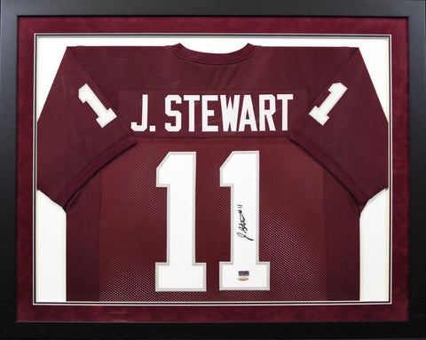 JONATHAN STEWART SIGNED TEXAS A&M AGGIES #11 MAROON FRAMED JERSEY TRISTAR