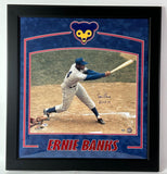 Ernie Banks Autographed 'HOF 77' 16x20 Photo - Deluxe (28x30) Frame PSA/DNA COA