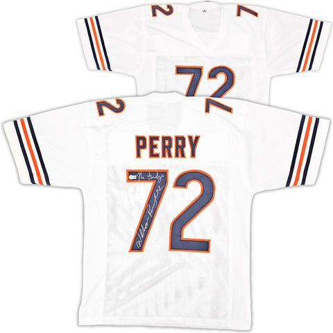 BEARS WILLIAM PERRY AUTOGRAPHED WHITE JERSEY "THE FRIDGE" BECKETT WITNESS 220902