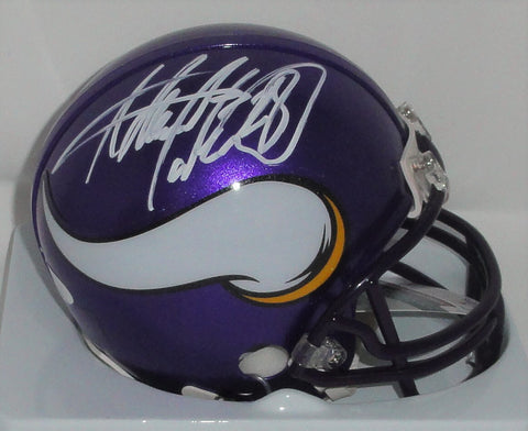 Vikings ADRIAN PETERSON Signed Riddell VSR4 Throwback Mini Helmet AUTO - JSA