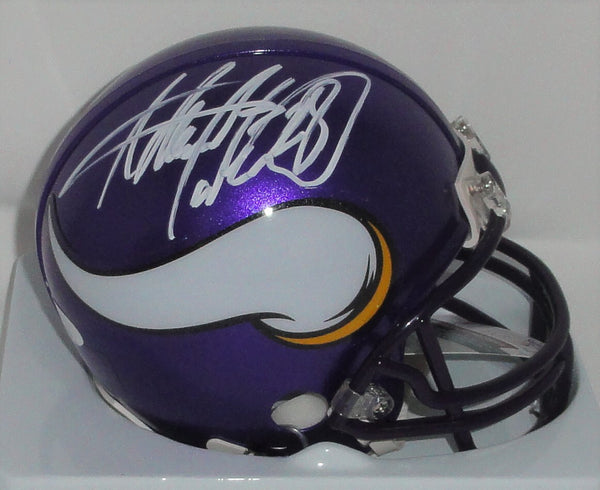 Vikings ADRIAN PETERSON Signed Riddell VSR4 Throwback Mini Helmet AUTO - JSA