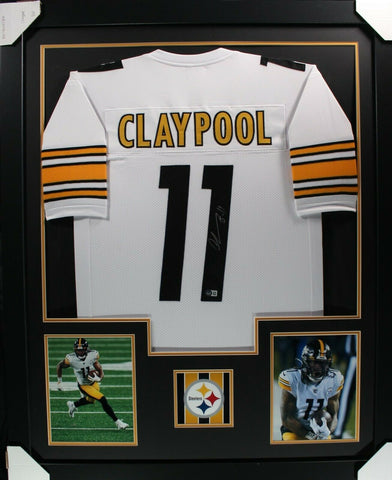 CHASE CLAYPOOL (Steelers white TOWER) Signed Autographed Framed Jersey Beckett