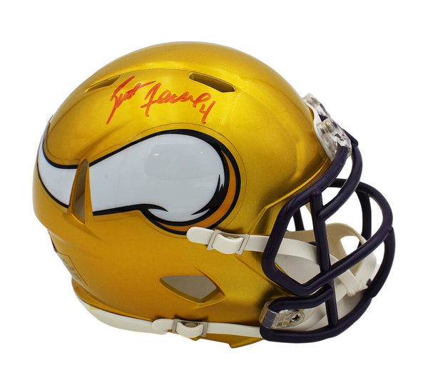 Brett Favre Signed Minnesota Vikings Speed Flash NFL Mini Helmet - Red Ink