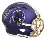 Ravens Ray Lewis Signed 2024 On-Field Alt Speed Mini Helmet w/ Gold Sig BAS Wit