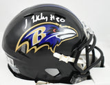 Isaiah Likely Autographed Baltimore Ravens Speed Mini Helmet- Beckett W Hologram
