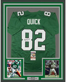 FRAMED Autographed/Signed MIKE QUICK 35x39 Kelly Green Jersey JSA COA