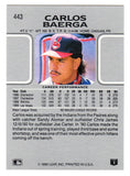 Carlos Baerga autographed Indians 1990 Leaf Rookie Baseball Card #443 - (SS COA)