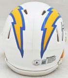 JUSTIN HERBERT AUTOGRAPHED LOS ANGELES CHARGERS WHITE SPEED MINI HELMET 220576