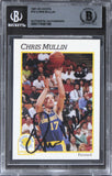 Warriors Chris Mullin Authentic Signed 1991 Hoops #72 Card BAS Slabbed