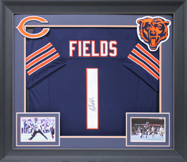 Justin Fields Authentic Signed Navy Blue Pro Style Framed Jersey BAS Witnessed