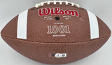John David Crow & Johnny Manziel Autographed Leather Football Texas A&M Beckett
