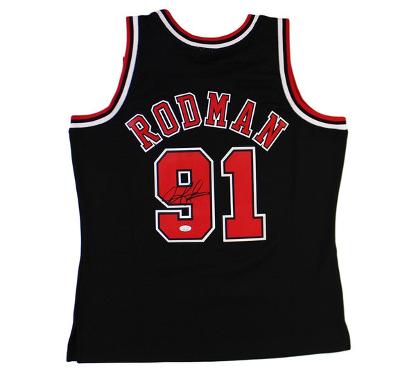 Dennis Rodman Signed Chicago Bulls Mitchell & Ness 1997-98 Swingman Black Jersey