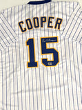 Brewers CECIL COOPER Signed Custom Replica PINSTRIPE Milwaukee Jersey AUTO - BAS
