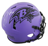 Ravens Ray Lewis "HOF 18" Signed Rave F/S Speed Proline Helmet W/ Case BAS Wit