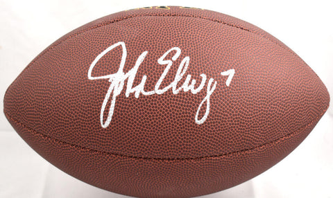 John Elway Autographed Denver Broncos Super Grip Football-Beckett W Hologram