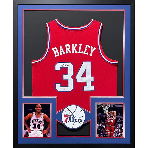 Charles Barkley Autographed Signed Framed 76ers Philadelphia Jersey PSA/DNA