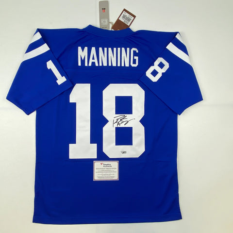 Autographed/Signed Peyton Manning Colts Authentic Blue M&N Jersey Fanatics COA