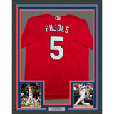 Framed Autographed/Signed Albert Pujols 35x39 St. Louis Red Jersey Beckett COA