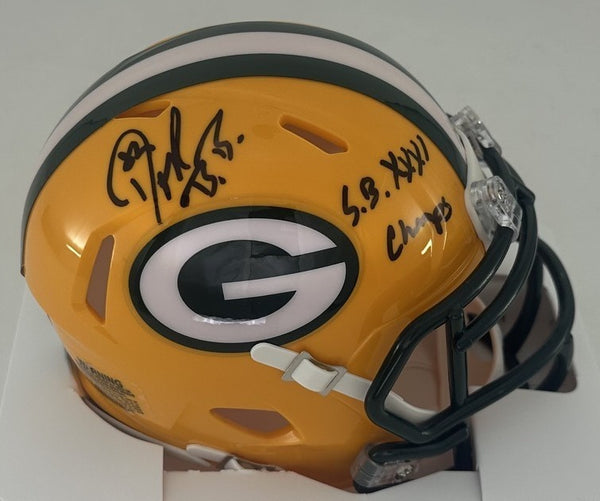 Packers DON BEEBE Signed Riddell Speed Mini Helmet AUTO w/ SB XXXI - BAS