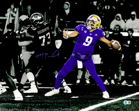 Michael Penix Jr. Autographed Signed 16x20 Photo Washington Huskies Beckett Wit