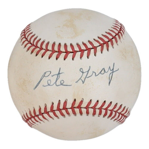 Pete Gray Signed Baseball (JSA COA) The 1st One Armed Player in the Majors/ 1945