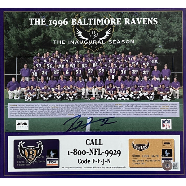 Ray Lewis Autographed/Signed Baltimore Ravens 1996 Team Roster Beckett 47676