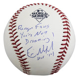 Rangers Eric Nadel "2x Insc" Signed 2023 WS Logo Baseball BAS Witness #1W235958
