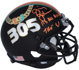 JIMMY JOHNSON Autographed Hurricanes Turnover Chain Schutt Mini Helmet FANATICS